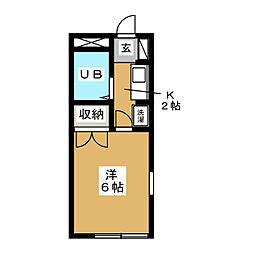 エムハイツ 1Kの間取図画像