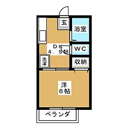 シャルマンハイム 1DKの間取図画像