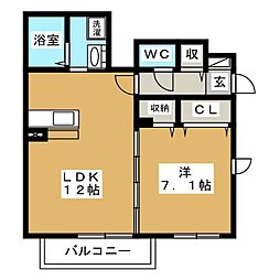 カサデ白楽 1LDKの間取図画像