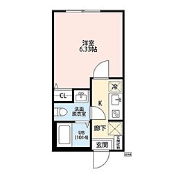 Venus Lagoon三枚町 1Kの間取図画像