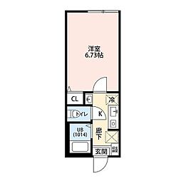 Venus Lagoon三枚町 1Kの間取図画像