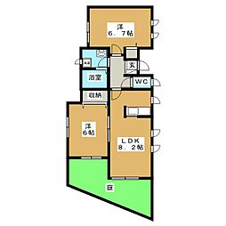 グリーンパレス斉藤分3C 2LDKの間取図画像