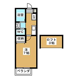 レヴィガート白楽 1Kの間取図画像
