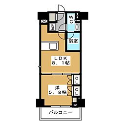 ザ・パークハビオ横浜東神奈川 1DKの間取図画像