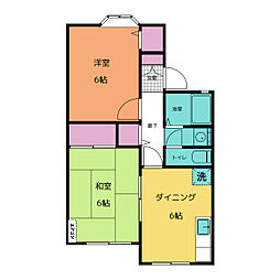 ヒルサイドテラス 1階2DKの間取り