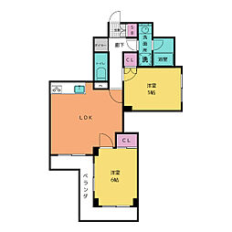 キャッスル保土ヶ谷 2階2LDKの間取り