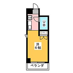 スプリーム横浜 4階ワンルームの間取り