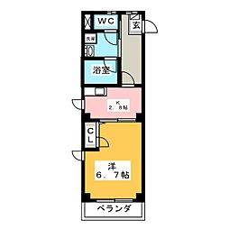 メゾンＡＭＫ 2階1Kの間取り