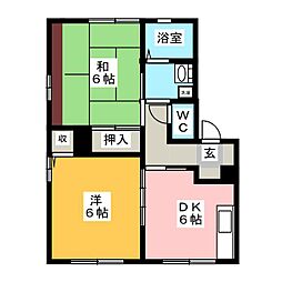 フロレゾン北村4 2DKの間取図画像