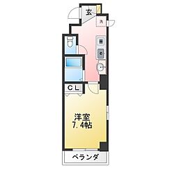 フルール横浜 1Kの間取図画像