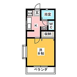 ヒルサイドテラス 1Kの間取図画像