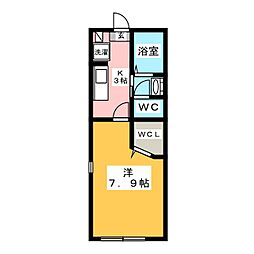 ベラージオ 1Kの間取図画像