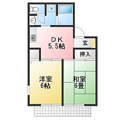 グリーンハイツ峰沢 2DKの間取図画像