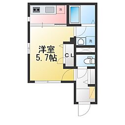 プライムヒルズ釜台公園 A棟 1Kの間取図画像