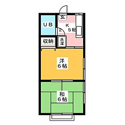 ニューハイツナミキ 2Kの間取図画像