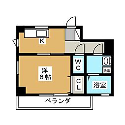 FujiBuild.2 1Kの間取図画像