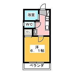 ショコラテラス 1Kの間取図画像