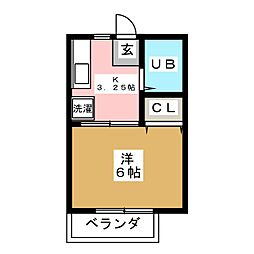 アバンス常盤台1 1Kの間取図画像