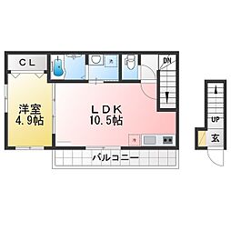 グランデュール横濱国大A 1LDKの間取図画像