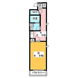 横浜ステーションヒルズ 5階1Kの間取り