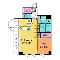 GraciaFit三ツ境 1LDKの間取図画像