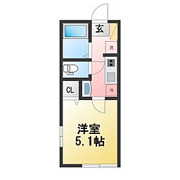 CASA二俣川 1Kの間取図画像