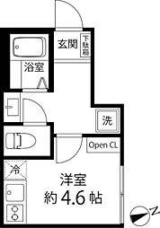 T's Cuore三ツ境II ワンルームの間取図画像