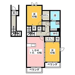 セジュール下瀬谷A 2LDKの間取図画像
