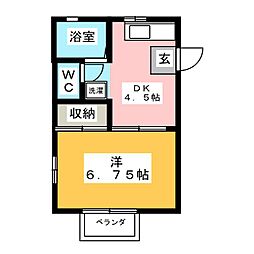 アンシャンテ 1DKの間取図画像