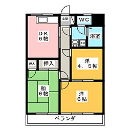 杉本第二ビル 3DKの間取図画像