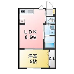 横浜市瀬谷区阿久和東1丁目アパート 1LDKの間取図画像