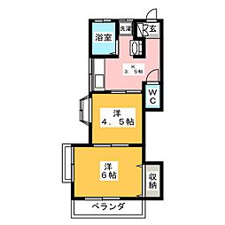 サンハイム 2Kの間取図画像