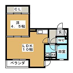 アルウス湘南 1LDKの間取図画像