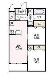 グランフェリシア 2LDKの間取図画像