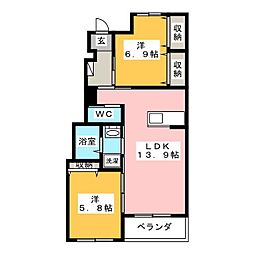 ル・リアン 2LDKの間取図画像
