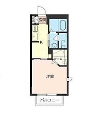 裕旬館B 1Kの間取図画像