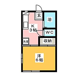 セピアンドエル2 1Kの間取図画像
