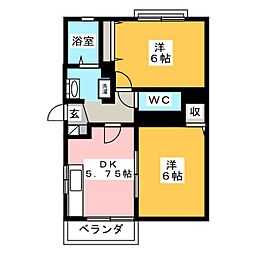 ヒルズ鎌倉 2DKの間取図画像