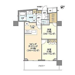 ブランズタワー大船 2LDKの間取図画像