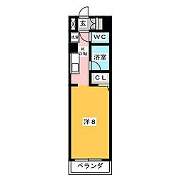 グランフォレスト ワンルームの間取図画像