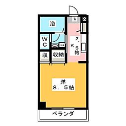 シュクレ大船 1Kの間取図画像