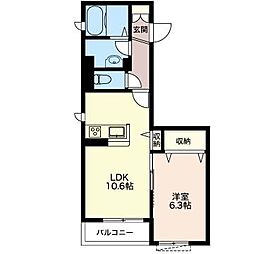 KANOA鎌倉台 1LDKの間取図画像