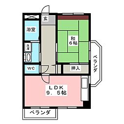 メルクマール北鎌倉 1LDKの間取図画像