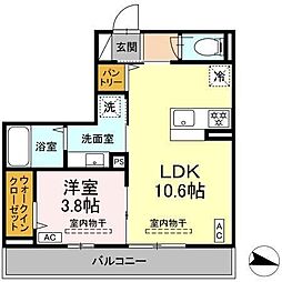 レンブランサ湘南台 1LDKの間取図画像