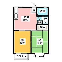 クレスト湘南 2DKの間取図画像