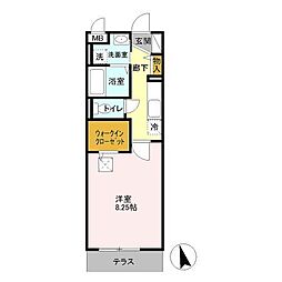ヴィラ新天地 1Kの間取図画像