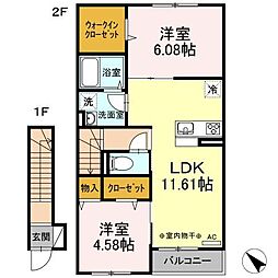 ヴェルジェ 2LDKの間取図画像