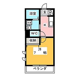 MKスクエア 1Kの間取図画像