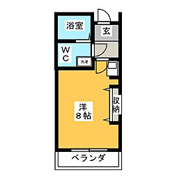 ロワール湘南D棟 ワンルームの間取図画像