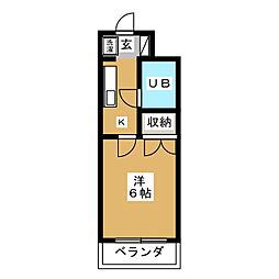 メイプルハウス 2階1Kの間取り